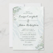 Rustige Eucalyptus Green Waterverf Wedding Kaart (Voorkant)