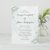 Rustige Eucalyptus Green Waterverf Wedding Kaart (Staand voorkant)