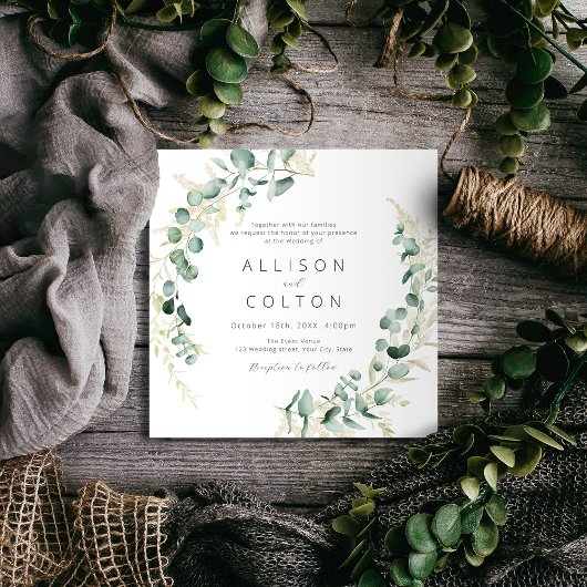 rustige eucalyptus greenery boho bruiloft kaart