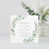 rustige eucalyptus greenery boho bruiloft kaart (Staand voorkant)