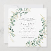 rustige eucalyptus greenery boho bruiloft kaart (Voorkant)