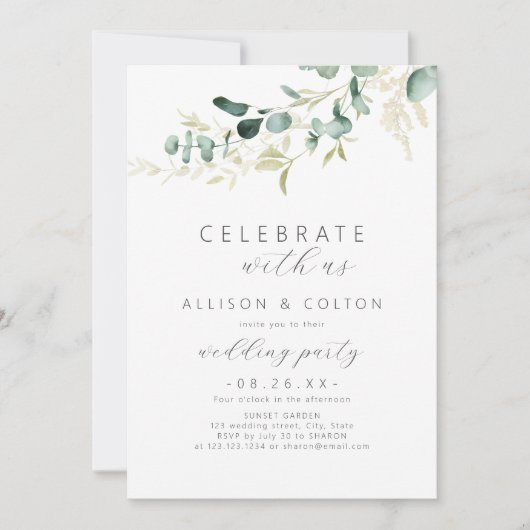 Rustige eucalyptus greenery boho kaart (Voorkant)