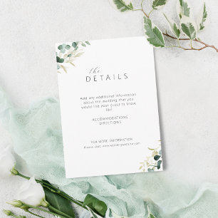 Rustige eucalyptus greenery boho trouwdetails informatiekaartje