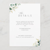 Rustige eucalyptus greenery boho trouwdetails informatiekaartje (Voorkant)