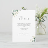 Rustige eucalyptus greenery boho trouwdetails informatiekaartje (Staand voorkant)