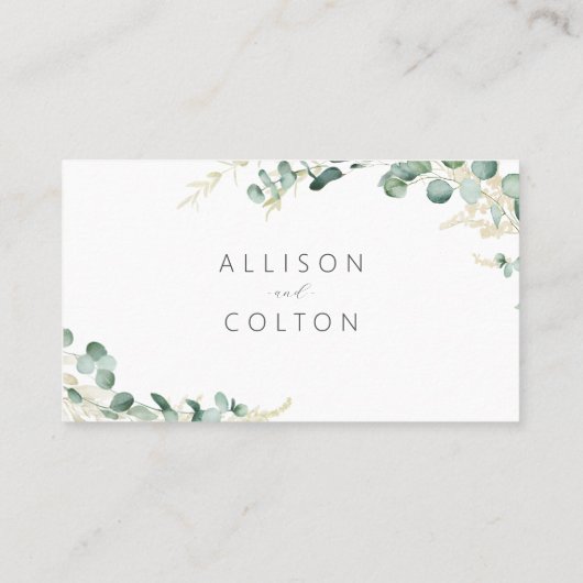 Rustige eucalyptus greenery boho Wedding Details Plaatskaartje (Achterkant)