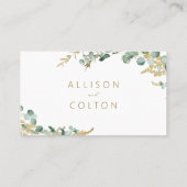 Rustige eucalyptus greenery bruiloft Website Invoe Plaatskaartje (Achterkant)