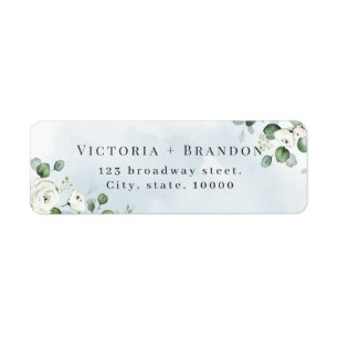 Rustige eucalyptus greenery floral return address etiket