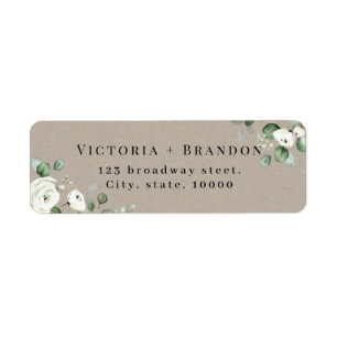 Rustige eucalyptus greenery floral return address etiket