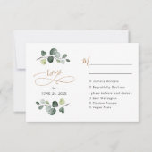 Rustige Eucalyptus Greenery Gold Meal-opties RSVP Kaartje (Voorkant)