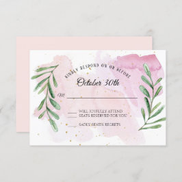 Rustige Eucalyptus Leaf Gold Modern Waterverf RSVP Kaart