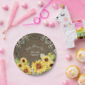 Rustige Eucalyptus Leaf Herfst - Zonnebloemen Baby Papieren Bordje (Feest)