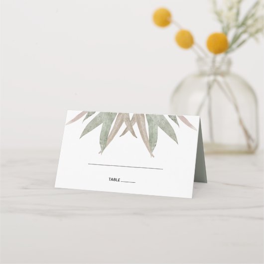 Rustige Eucalyptus Leaf Wedding Place Card Plaatskaartje (Voorkant)