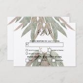 Rustige Eucalyptus Leaf Wedding RSVP-kaarten RSVP Kaartje (Voorkant / Achterkant)