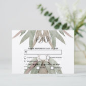 Rustige Eucalyptus Leaf Wedding RSVP-kaarten RSVP Kaartje (Staand voorkant)