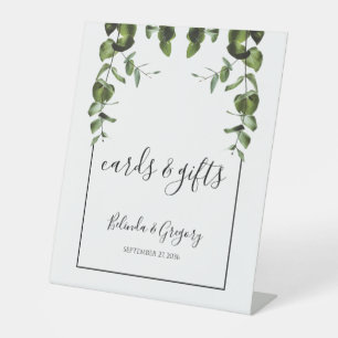 Rustige Eucalyptus Leaves Wedding Cards & Gifts Reclamebord Met Voetstuk