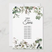 Rustige Eucalyptus Leaves Wedding Flat Table Kaart (Voorkant)