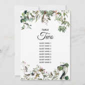 Rustige Eucalyptus Leaves Wedding Flat Table Kaart (Achterkant)