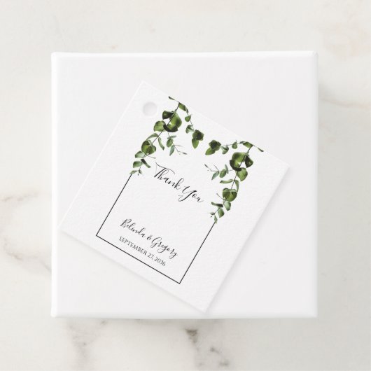 Rustige Eucalyptus Leaves Wedding Gift Bedankjes Labels (In situ)