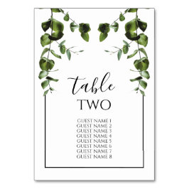 Rustige Eucalyptus Leaves Wedding Guest Names Kaart