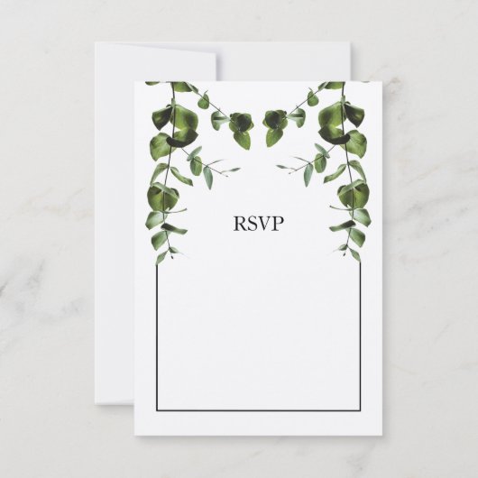 Rustige Eucalyptus Leaves Wedding RSVP Kaarten (Achterkant)