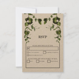 Rustige Eucalyptus Leaves Wedding RSVP Kaarten