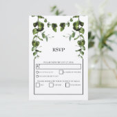 Rustige Eucalyptus Leaves Wedding RSVP Kaarten Kaartje (Staand voorkant)