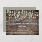 Rustige Eucalyptus & Lichten Vrijgezellenfeest per Uitnodiging Briefkaart (Voorkant / Achterkant)