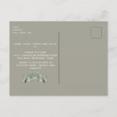 Rustige Eucalyptus & Lichten Vrijgezellenfeest per Uitnodiging Briefkaart (Achterkant)