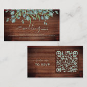 Rustige Eucalyptus QR-code online bruiloft RSVP-ka Visitekaartje (Voorkant / Achterkant)
