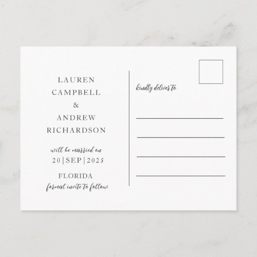 Rustige Eucalyptus Sage Green slaat de datum op Briefkaart (Achterkant)