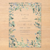 Rustige eucalyptus Sla de datum op Acryl Uitnodigingen (Voorkant)