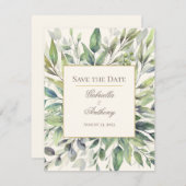 Rustige Eucalyptus Waterverf Sla de datum op (Voorkant / Achterkant)