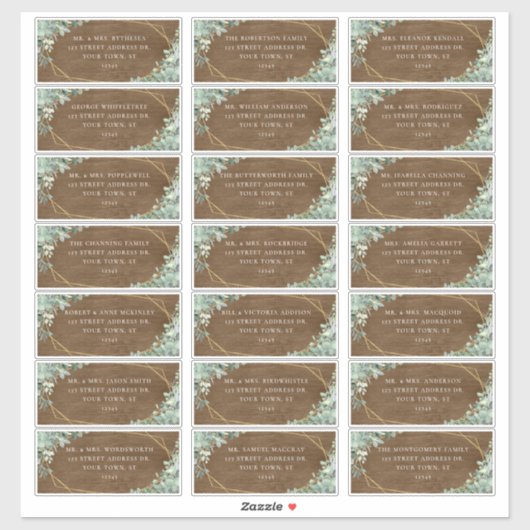 Rustige Eucalyptus Wedding Guest Adresetiketten Sticker (Vel)