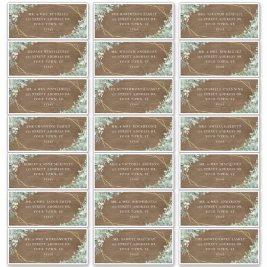 Rustige Eucalyptus Wedding Guest Adresetiketten Sticker (Voorkant)