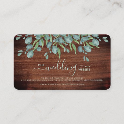 Rustige Eucalyptus Wedding QR Code RSVP Card Informatiekaartje (Voorkant)