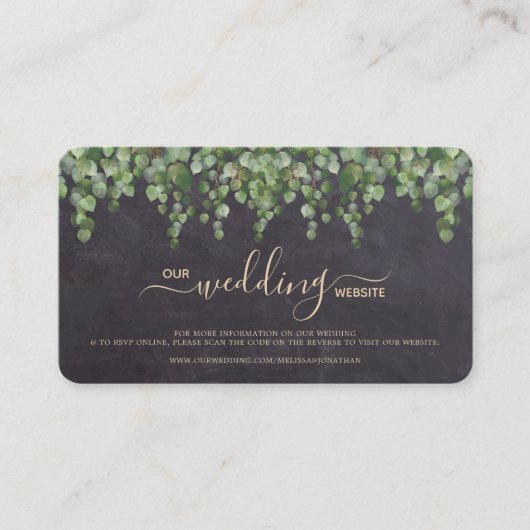 Rustige Eucalyptus Wedding QR Code RSVP Card Informatiekaartje (Voorkant)