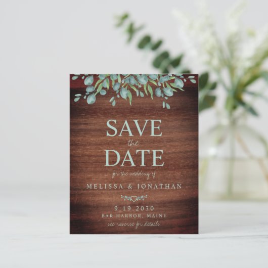 Rustige Eucalyptus Wedding QR-code sparen de datum (Staand voorkant)