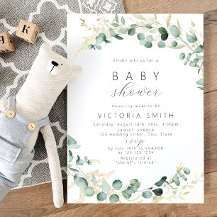 Rustige eucalyptusbruinboho-Baby shower Kaart