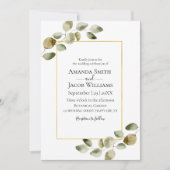 Rustige eucalyptusfedbruiloft kaart (Voorkant)