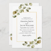 Rustige eucalyptusfedbruiloft kaart (Voorkant / Achterkant)