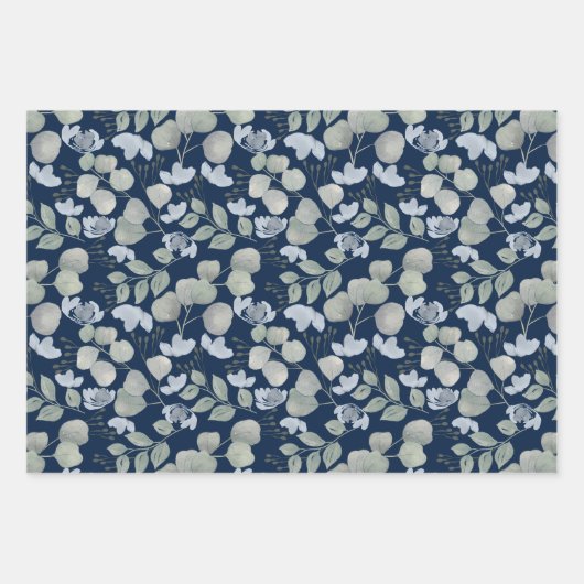 Rustige Eucalyputus Waterverf bruiloft Inpakpapier Vel (Voorkant 3)