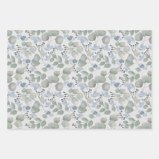 Rustige Eucalyputus Waterverf bruiloft Inpakpapier Vel (Voorkant 2)