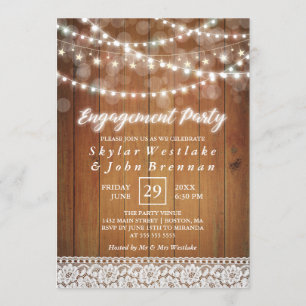 Rustige Fairy Lights Engagement Party Kaart