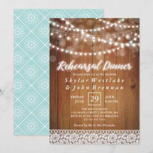 Rustige Fairy Lights repesial Dinner Kaart (Voorkant / Achterkant)