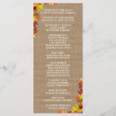 Rustige Fall Leaves Burlap Wedding Program Custom Programmakaart (Achterkant)