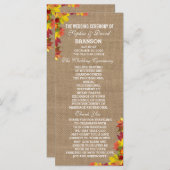 Rustige Fall Leaves Burlap Wedding Program Custom Programmakaart (Voorkant / Achterkant)