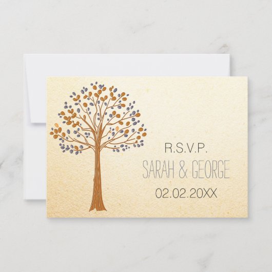 Rustige Fall Wedding rsvp standaard 3,5 x 5 Kaartje (Voorkant)
