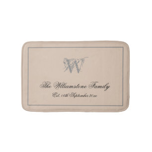 Rustige Familie Achternaam Chic Monogram Wedding G Badmat