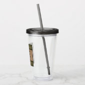 Rustige Familie Cabin Moose Pine Green Play Burlap Acryl Drinkbeker (Links)